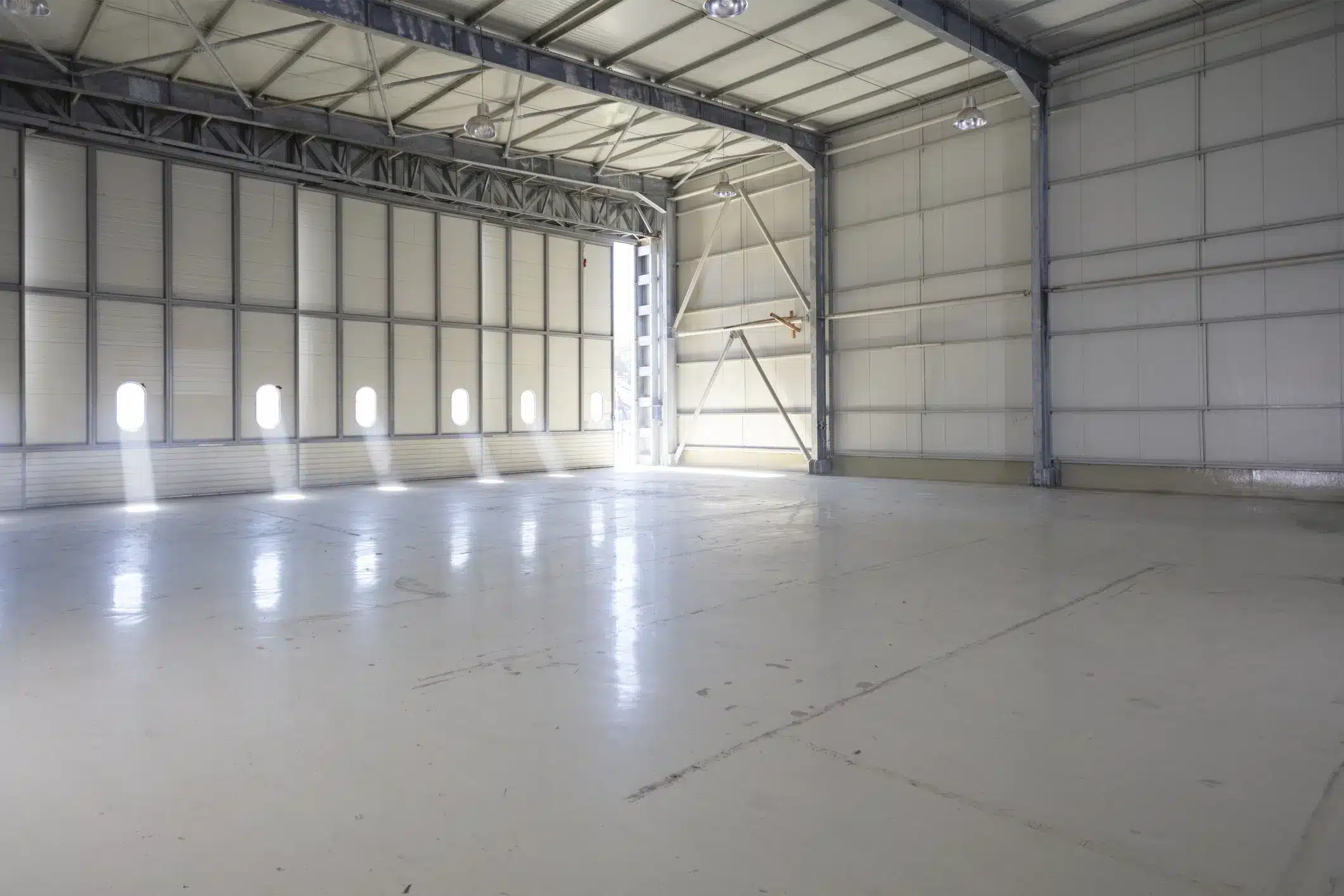 Steel airplane hangar