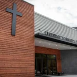 Image from the front entrance of a church.