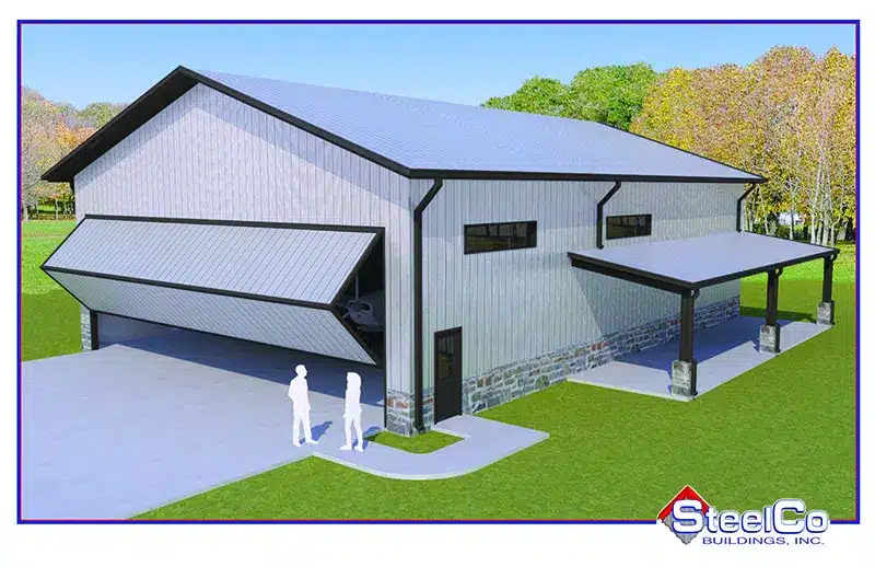 Steel airplane hangar